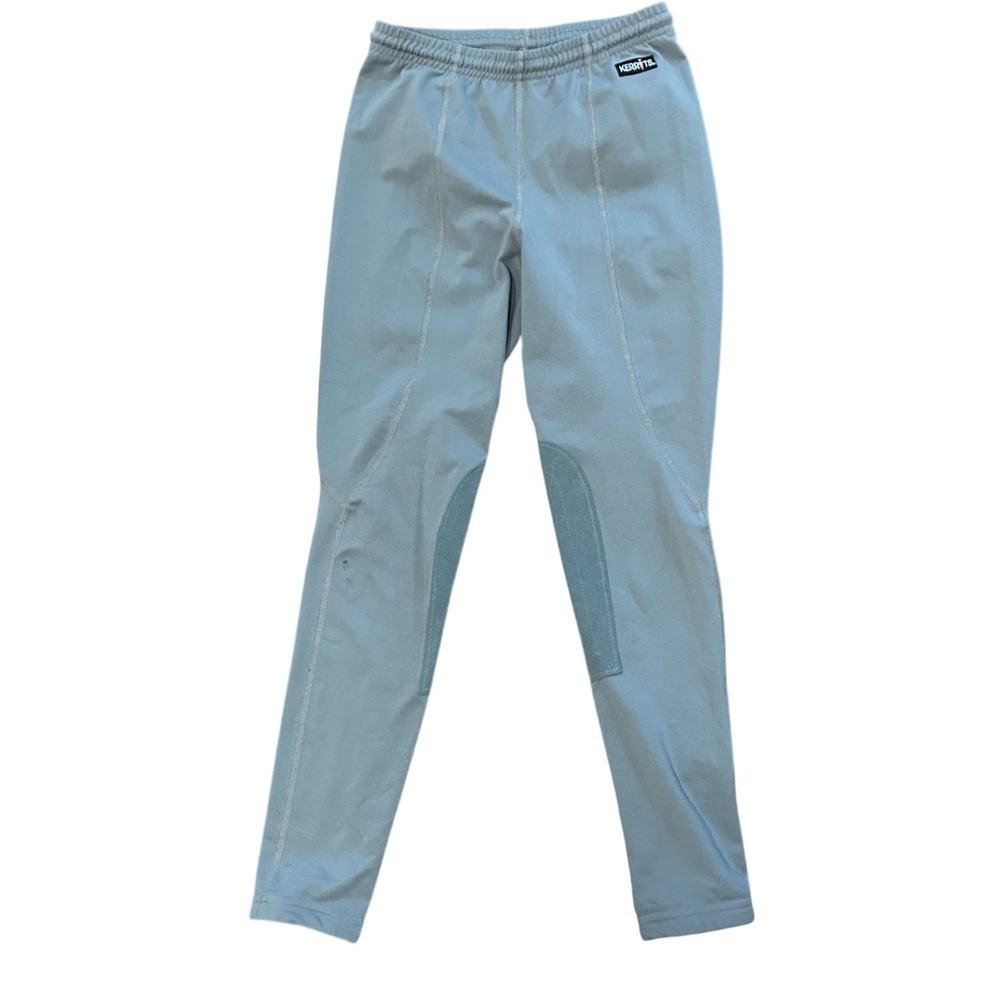 Kerrits Kids XL Equestrian Riding Tights Blue Gray Ultrasuede Knee Patch Pants